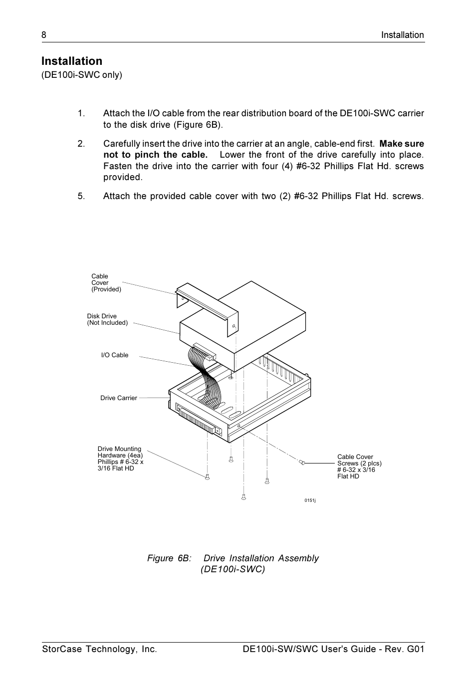 Installation | StorCase Technology DE100i-SWC User Manual | Page 15 / 35