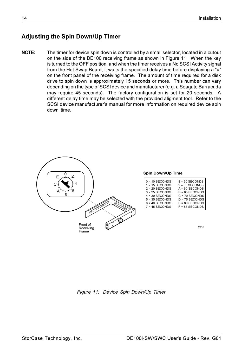 Adjusting the spin down/up timer | StorCase Technology DE100i-SWC User Manual | Page 21 / 35