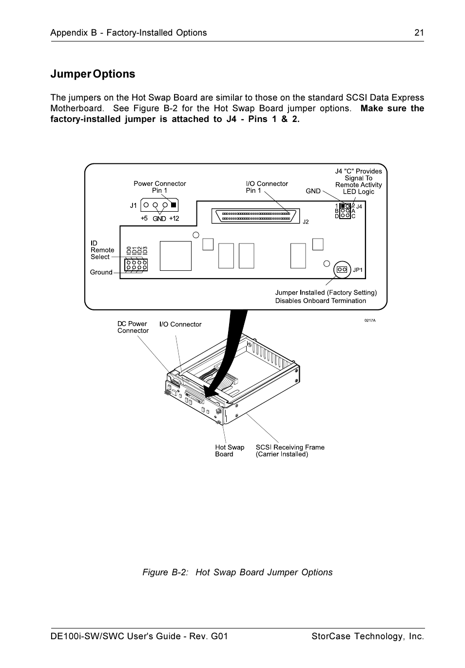 Jumper options | StorCase Technology DE100i-SWC User Manual | Page 28 / 35