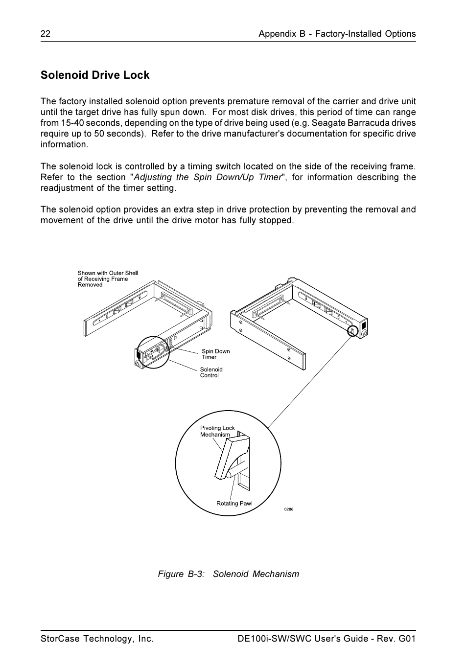 Solenoid drive lock | StorCase Technology DE100i-SWC User Manual | Page 29 / 35