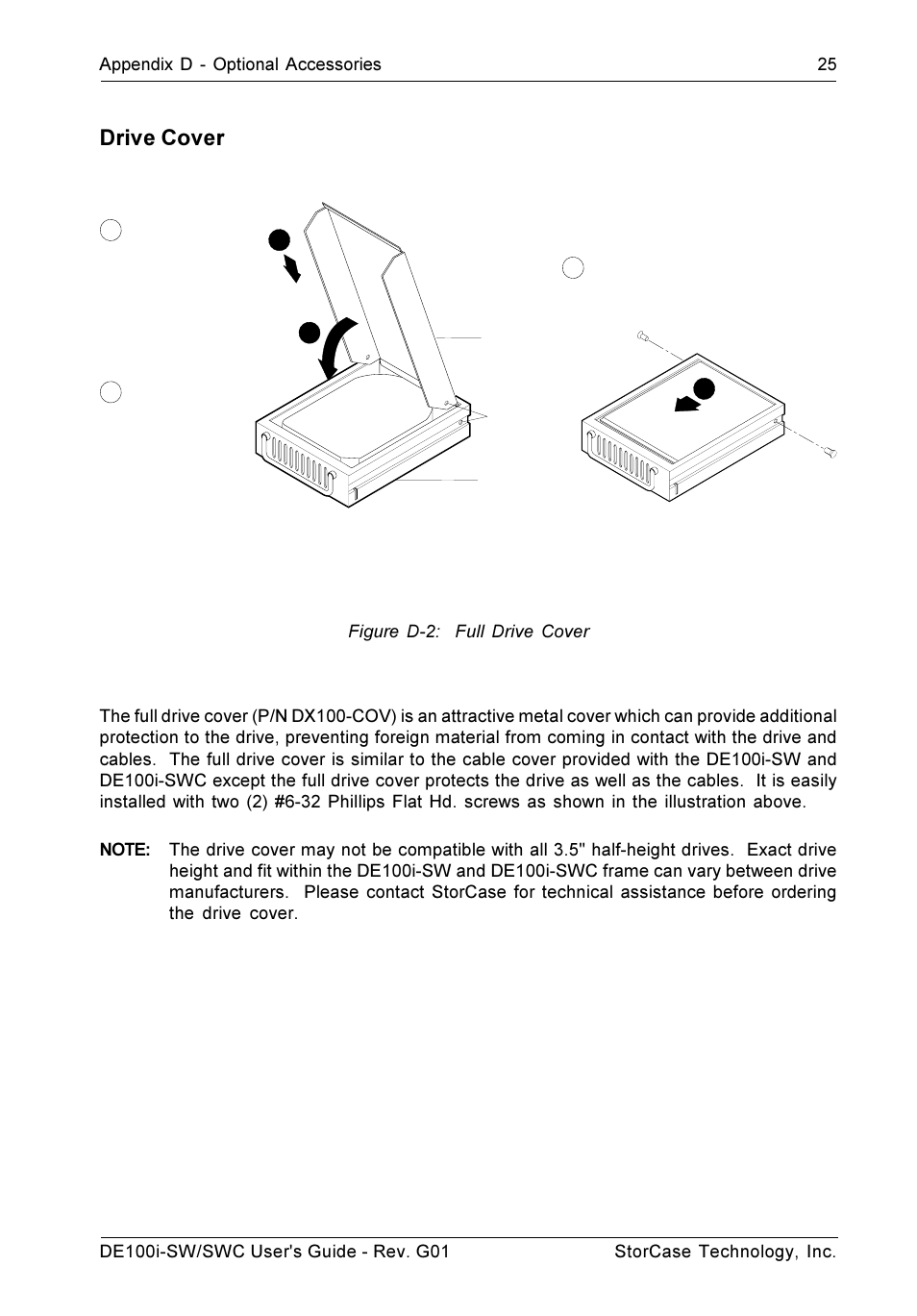 Drive cover | StorCase Technology DE100i-SWC User Manual | Page 32 / 35