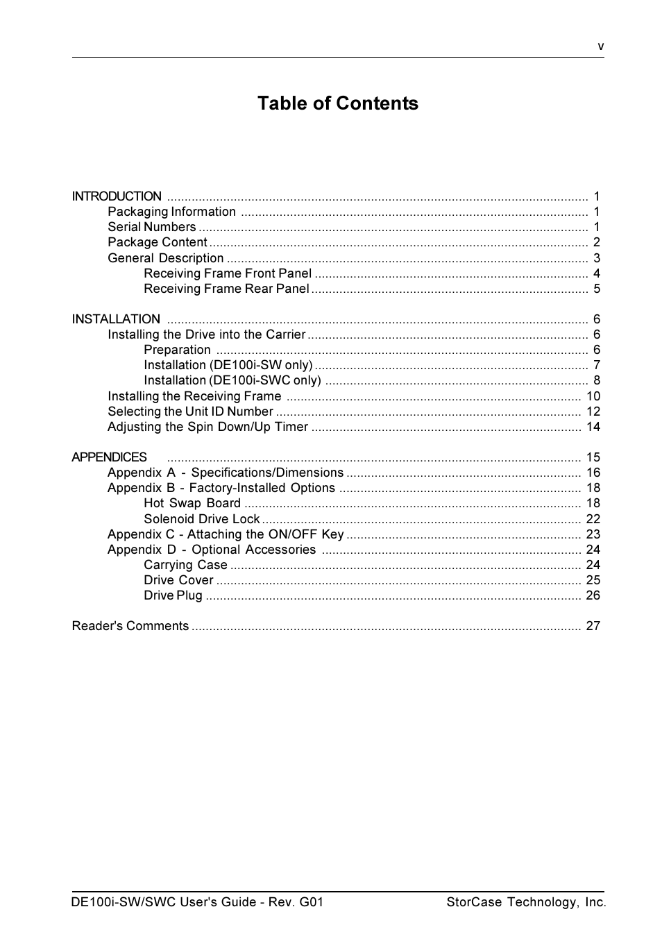 StorCase Technology DE100i-SWC User Manual | Page 6 / 35