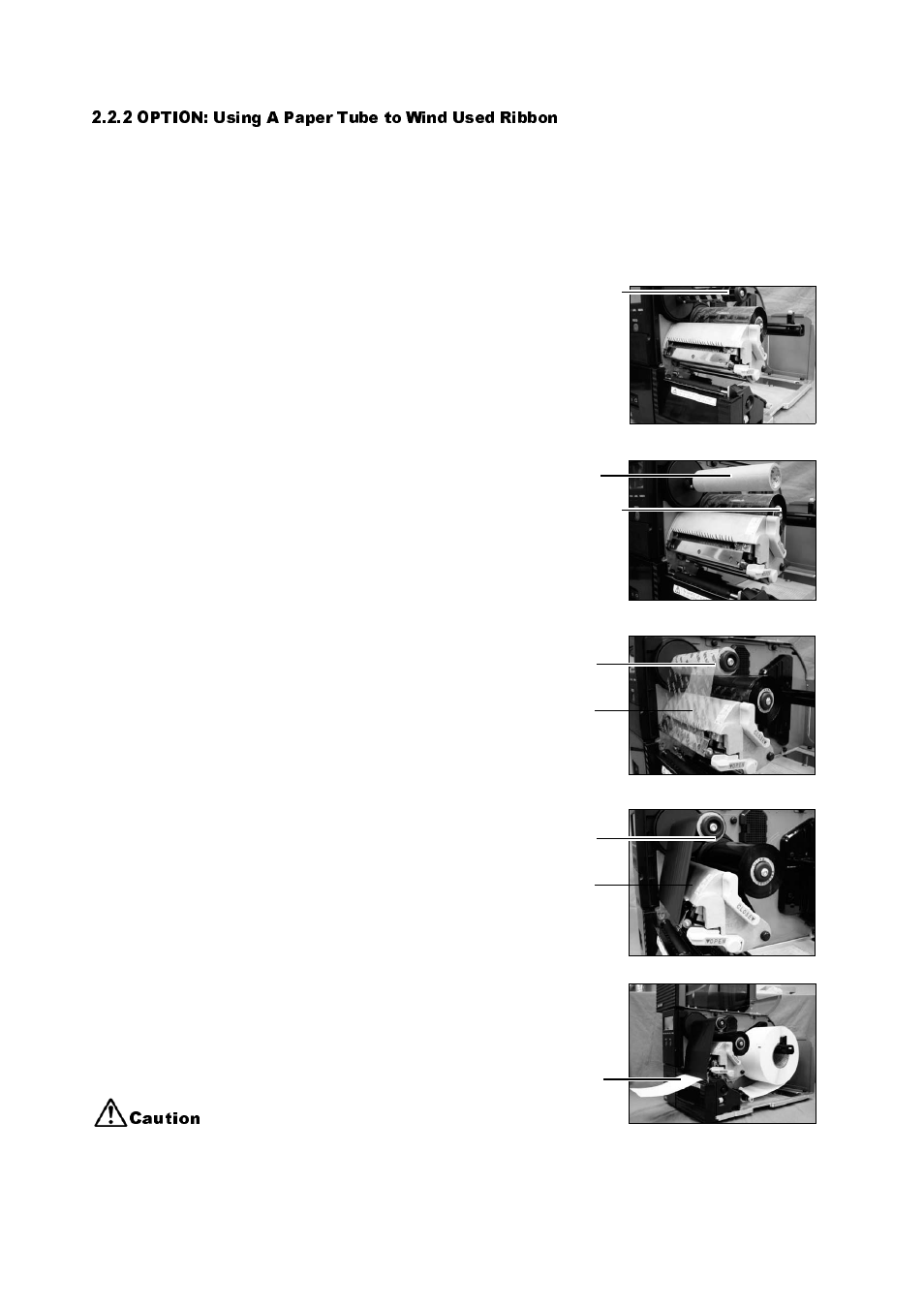 Option: using a paper tube to wind used ribbon -12, 2 option: using a paper tube to wind used ribbon | SATO GT424 User Manual | Page 24 / 152