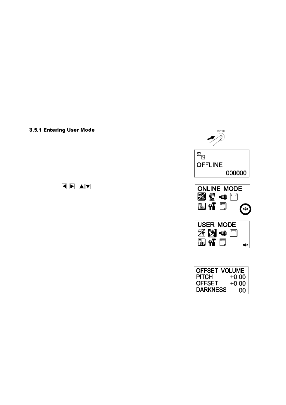 5 user mode, User mode -6, 1 entering | User, Mode, 1 entering user mode | SATO GT424 User Manual | Page 42 / 152