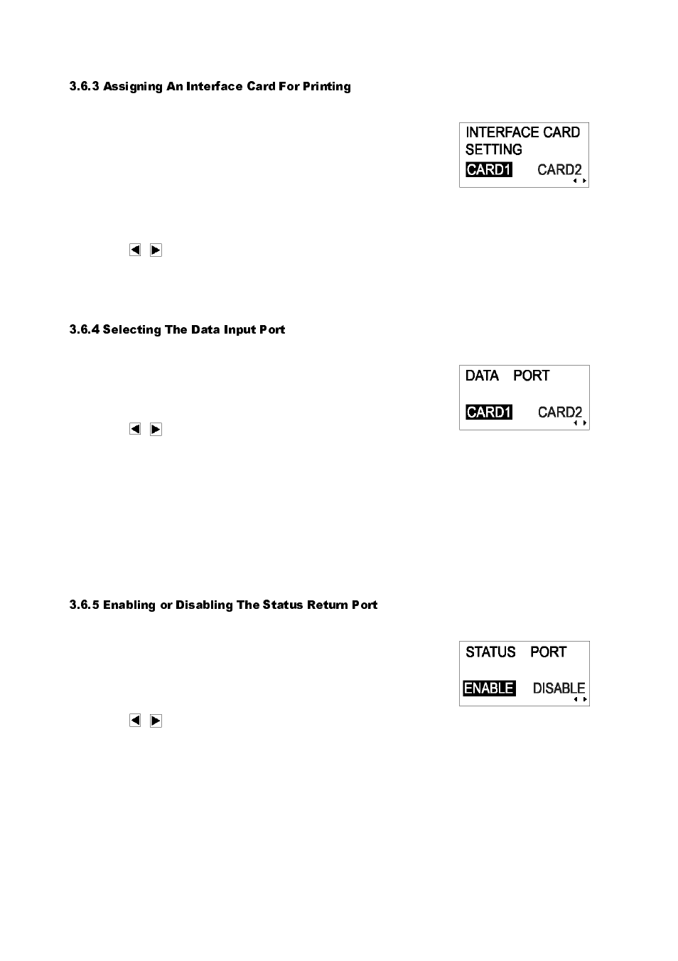 Assigning an interface card for printing -12, Selecting the data input port -12, Enabling or disabling the status return port -12 | 3 assigning an interface card for printing, 4 selecting the data input port, 5 enabling or disabling the status return port | SATO GT424 User Manual | Page 48 / 152