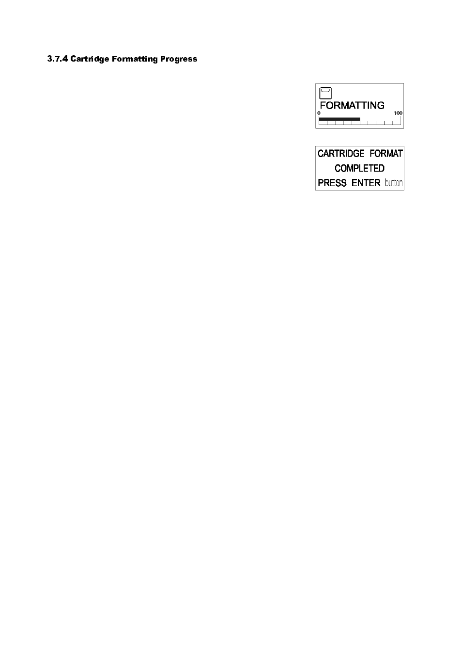 Cartridge formatting progress -14, 4 cartridge formatting progress | SATO GT424 User Manual | Page 50 / 152