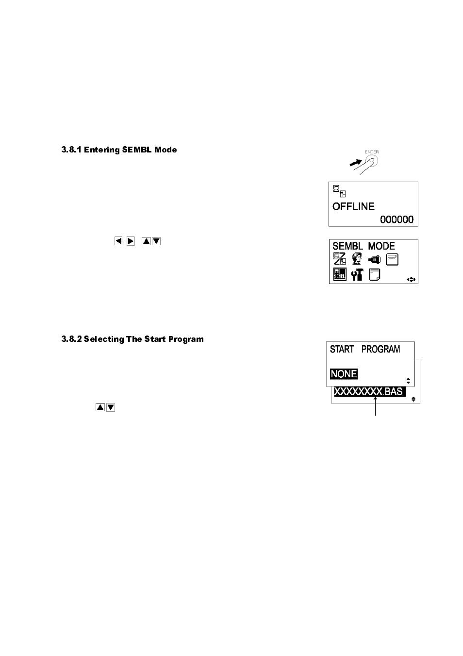 8 sembl mode, 8 sembl, Mode -15 | Entering sembl mode -15, Selecting the start program -15, 1 entering sembl mode, 2 selecting the start program | SATO GT424 User Manual | Page 51 / 152