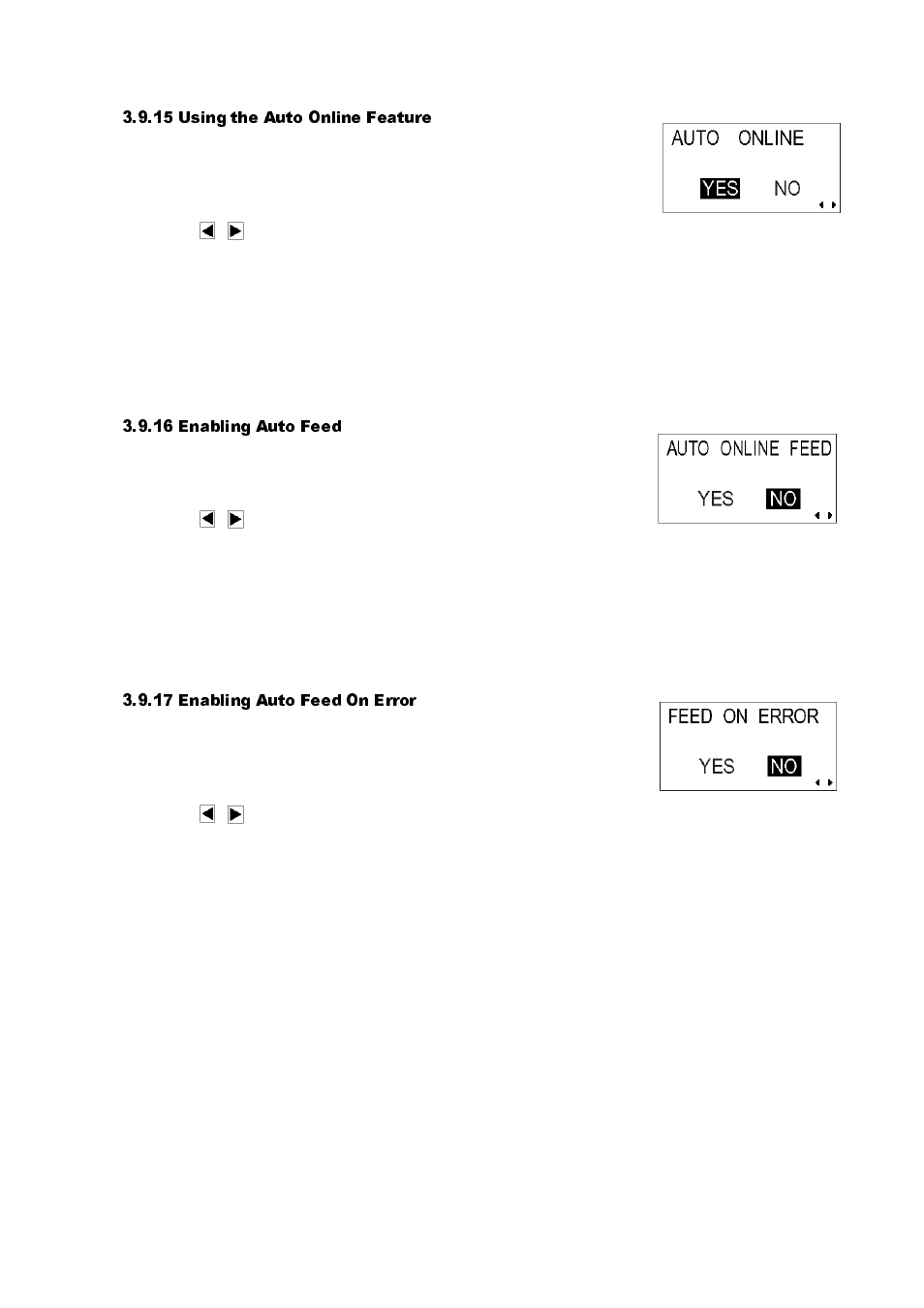 15 using the auto online feature, 16 enabling auto feed, 17 enabling auto feed on error | SATO GT424 User Manual | Page 58 / 152
