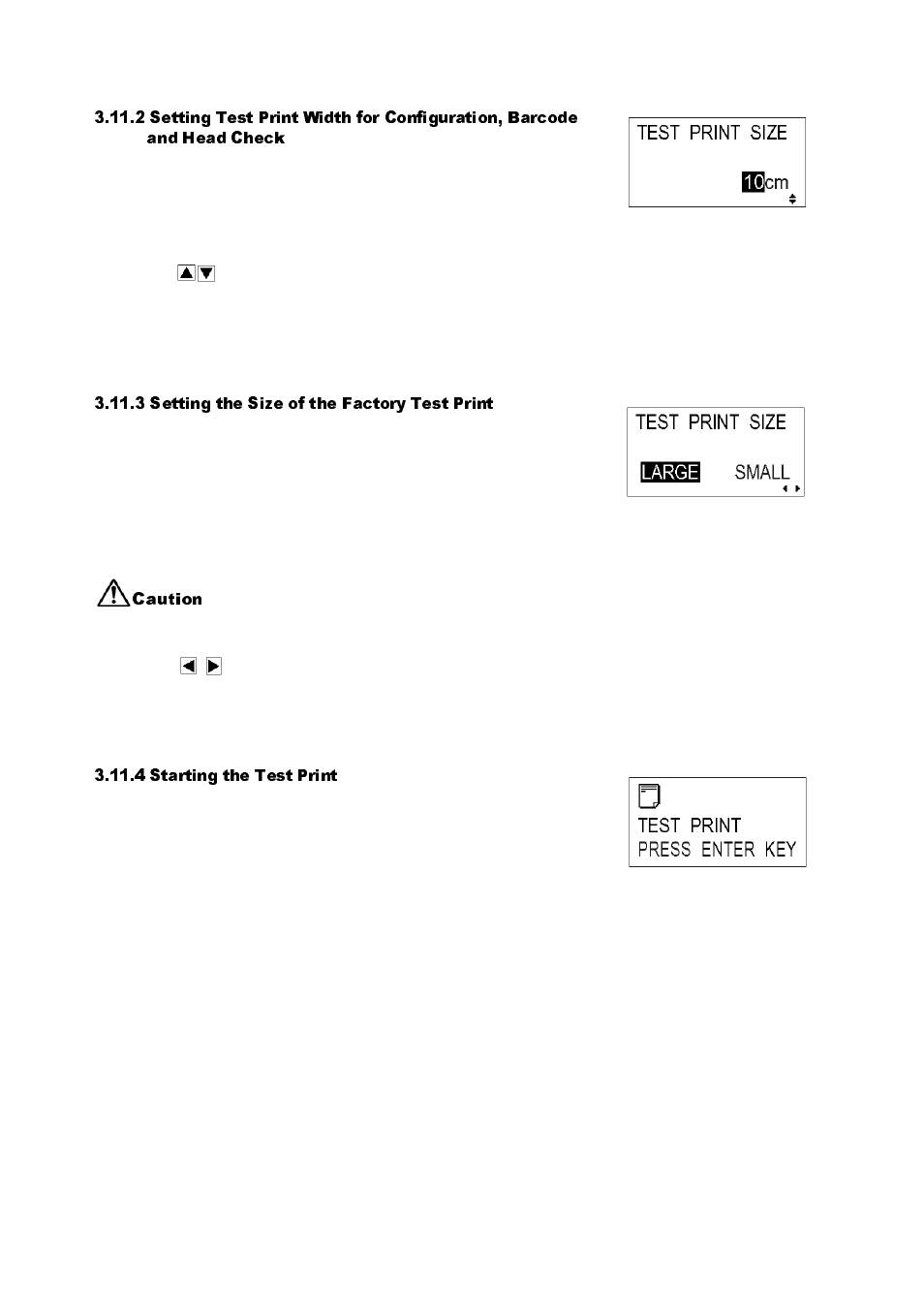 3 setting the size of the factory test print, 4 starting the test print | SATO GT424 User Manual | Page 62 / 152