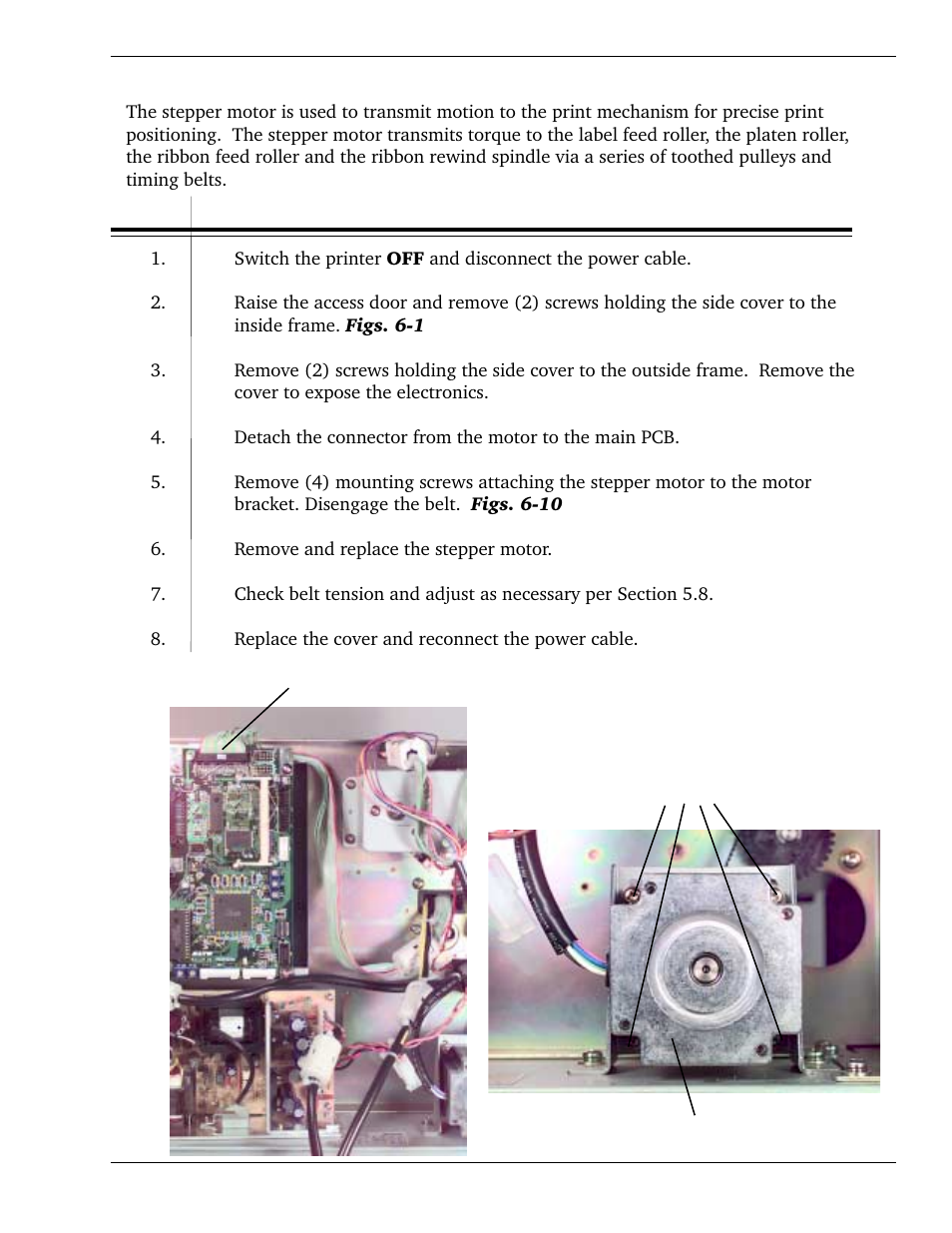 5 replacing the stepper motor | SATO CL 408e User Manual | Page 111 / 219