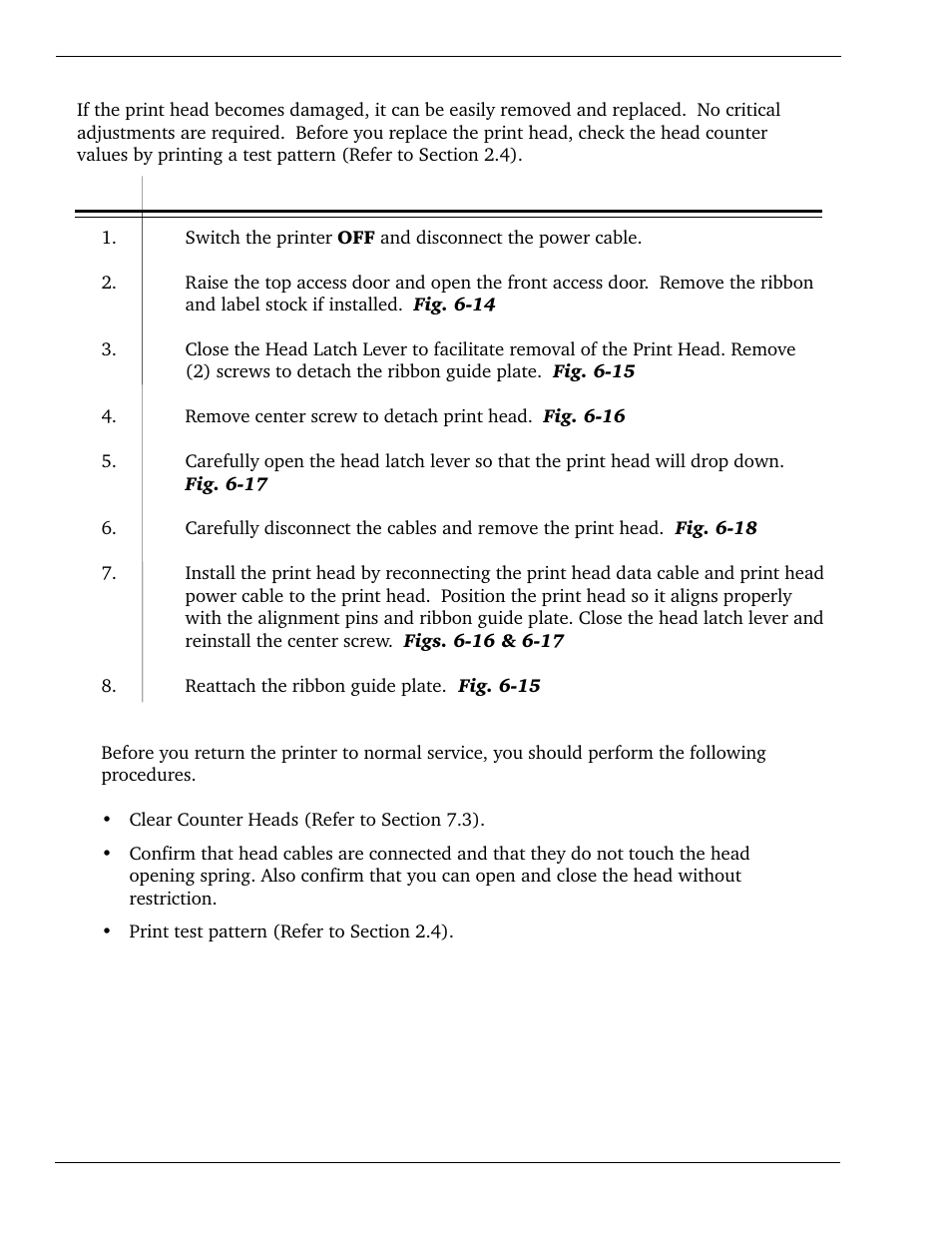 7 replacing the print head | SATO CL 408e User Manual | Page 114 / 219