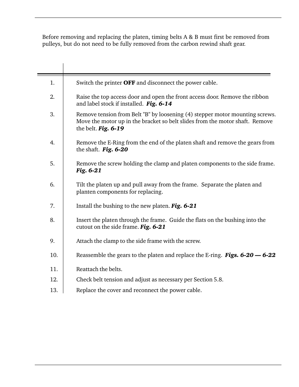 8 replacing the platen | SATO CL 408e User Manual | Page 117 / 219