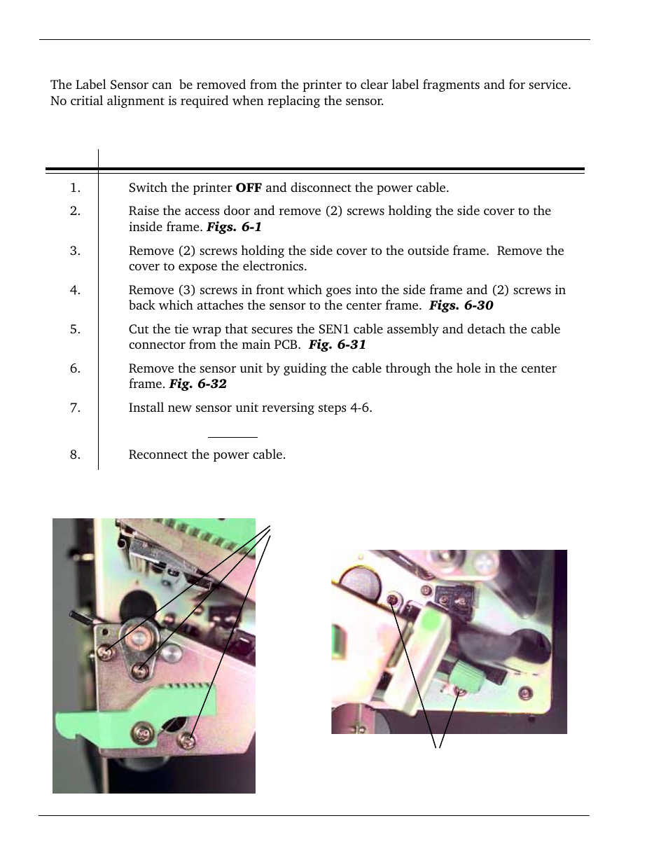 11 replacing the label sensor | SATO CL 408e User Manual | Page 124 / 219