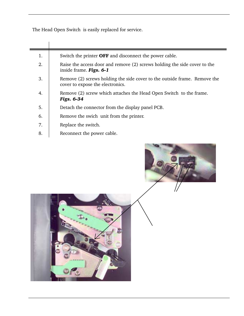 13 replacing the head open switch | SATO CL 408e User Manual | Page 127 / 219