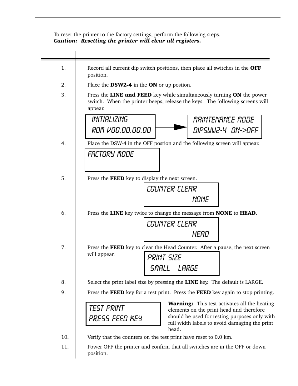 3 clear head counters | SATO CL 408e User Manual | Page 131 / 219