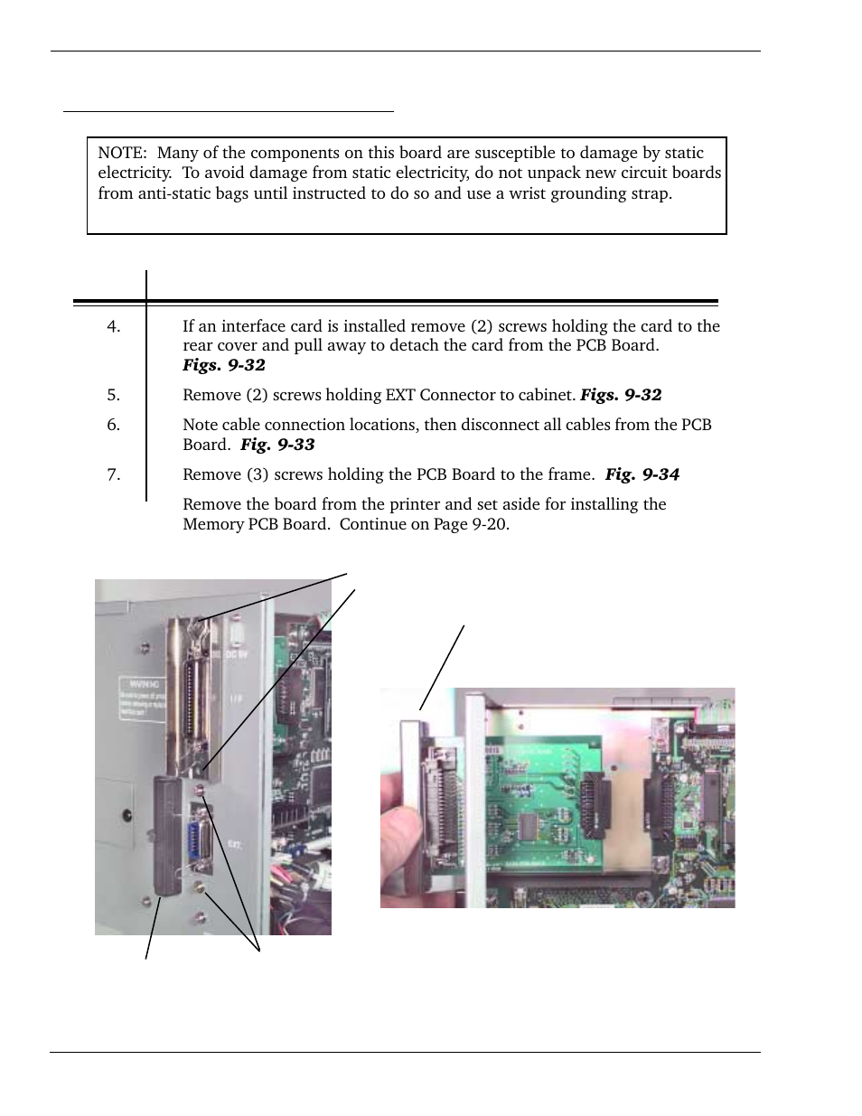 Removing the main pcb board | SATO CL 408e User Manual | Page 172 / 219