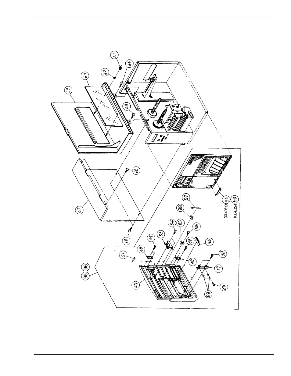 Base cover assembly | SATO CL 408e User Manual | Page 201 / 219