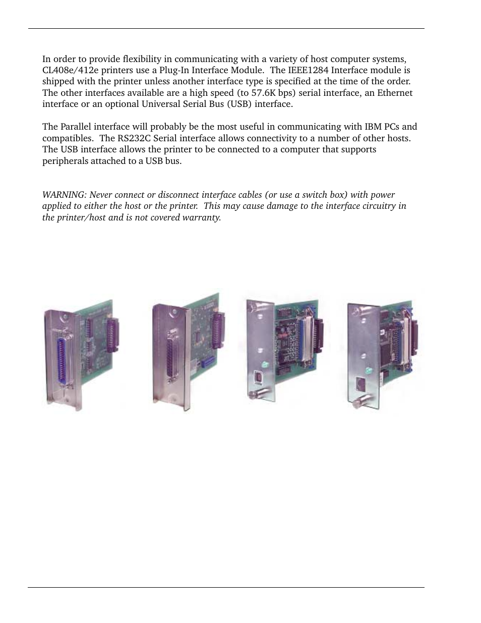 Interface types | SATO CL 408e User Manual | Page 62 / 219