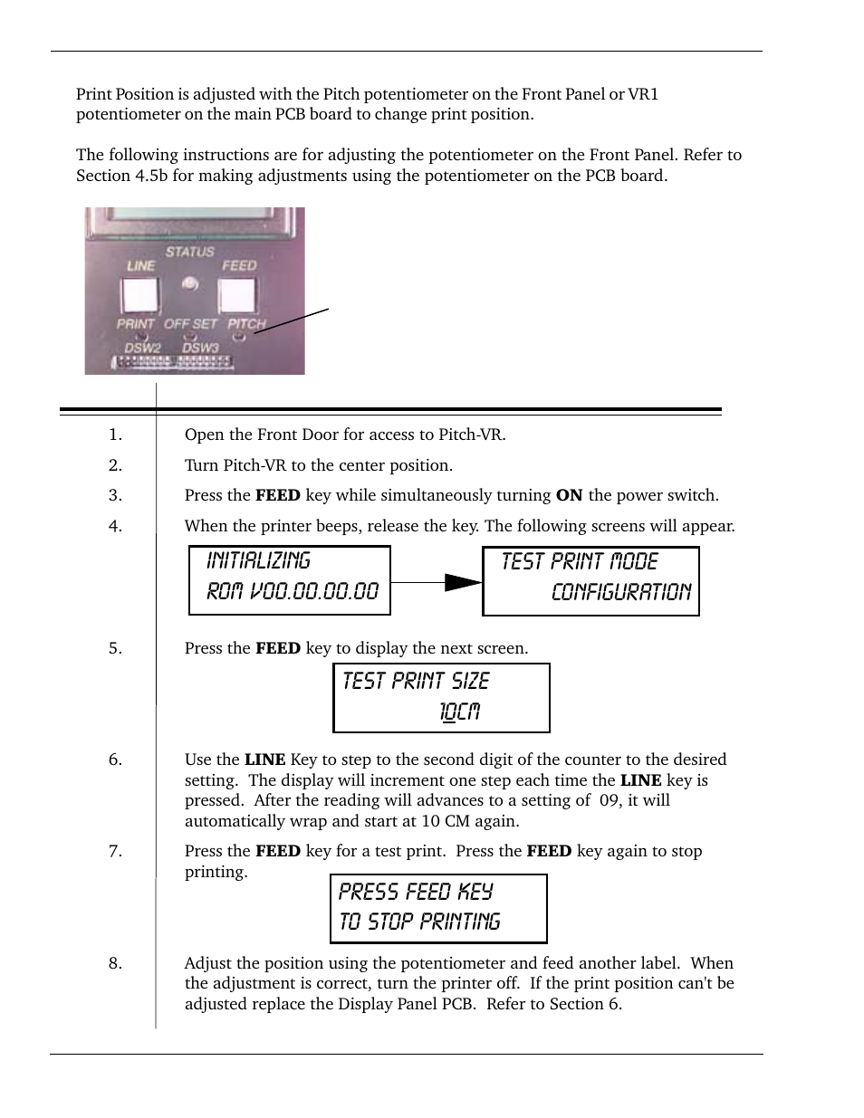 5a print position adjustment | SATO CL 408e User Manual | Page 82 / 219