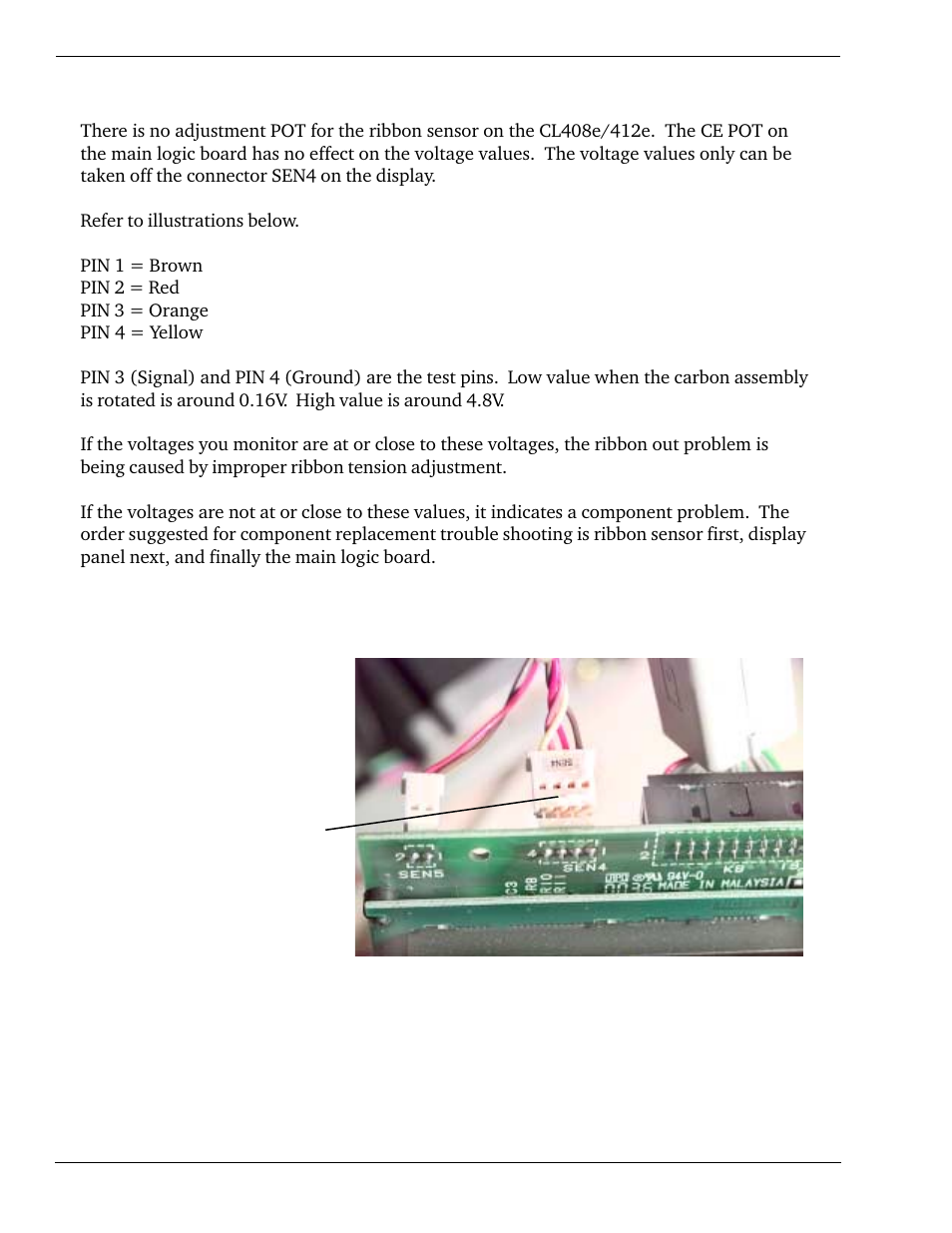 9b ribbon sensor voltage checking | SATO CL 408e User Manual | Page 88 / 219