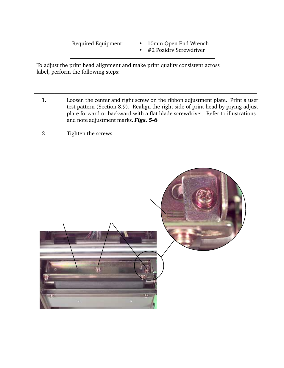 5 print head position alignment | SATO CL 408e User Manual | Page 97 / 219