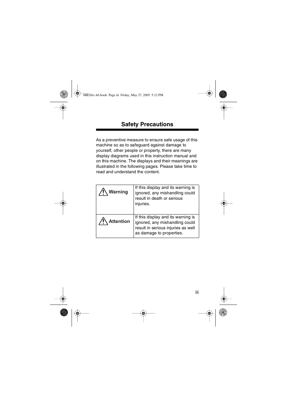 Safety precautions | SATO MB200/201i User Manual | Page 3 / 71