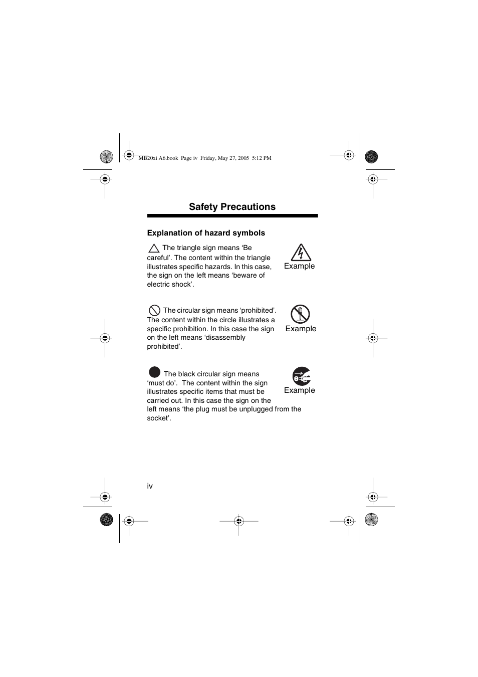 Safety precautions | SATO MB200/201i User Manual | Page 4 / 71