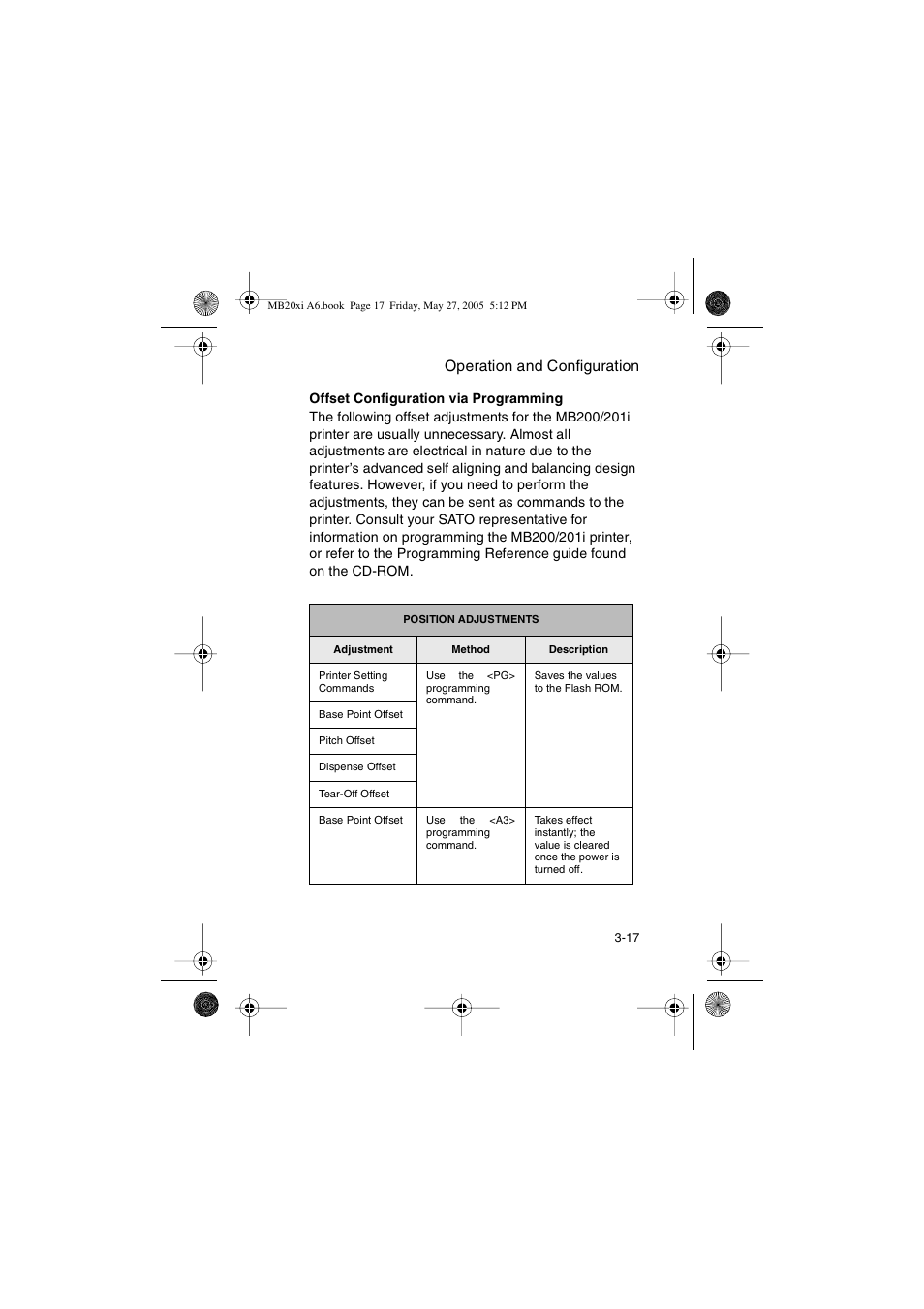 Operation and configuration | SATO MB200/201i User Manual | Page 47 / 71
