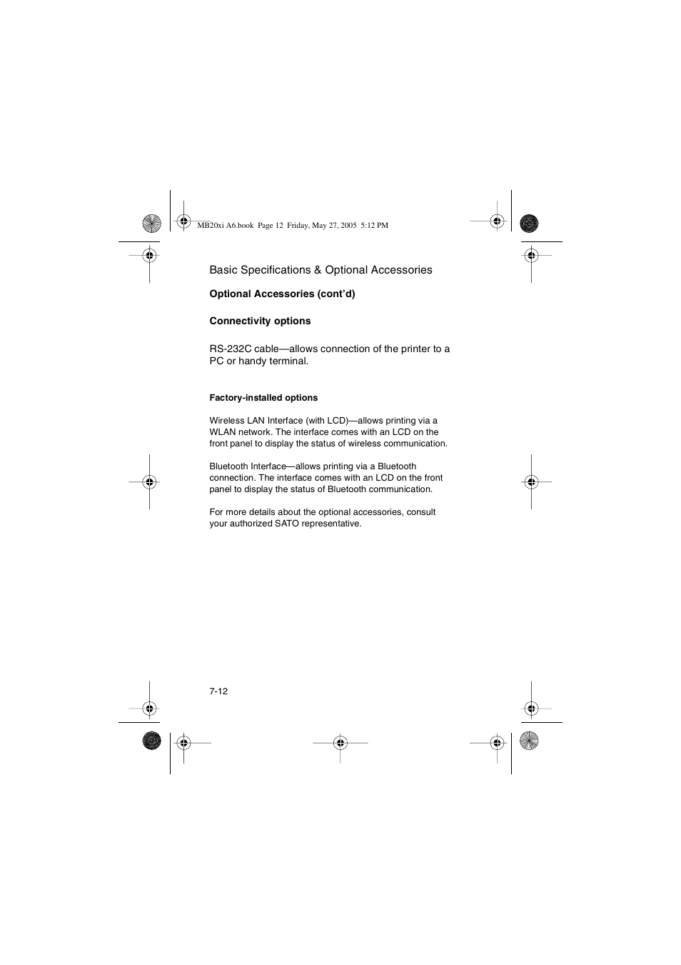 SATO MB200/201i User Manual | Page 70 / 71