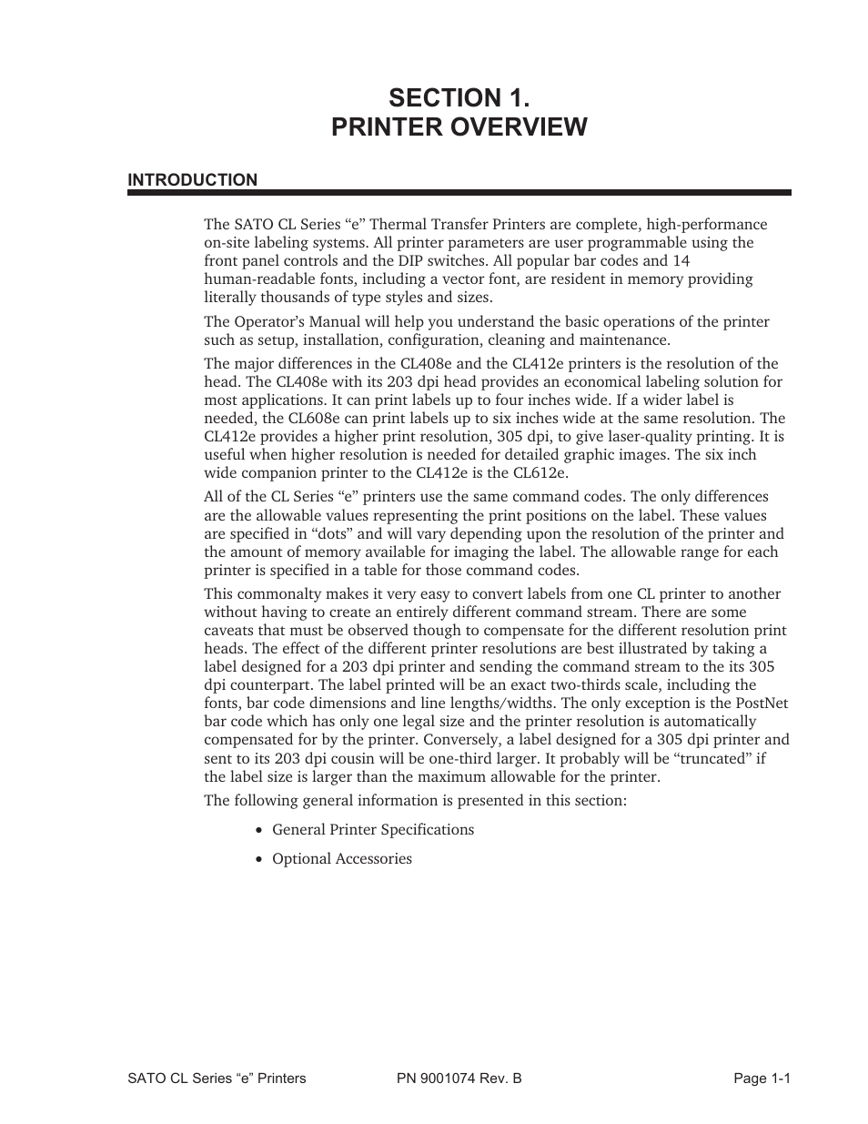 Printer overview | SATO CL408e User Manual | Page 10 / 103