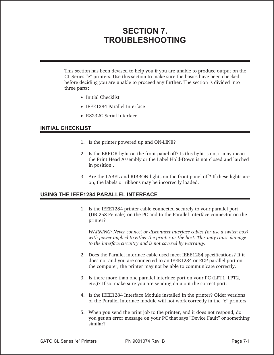 Troubleshooting | SATO CL408e User Manual | Page 90 / 103