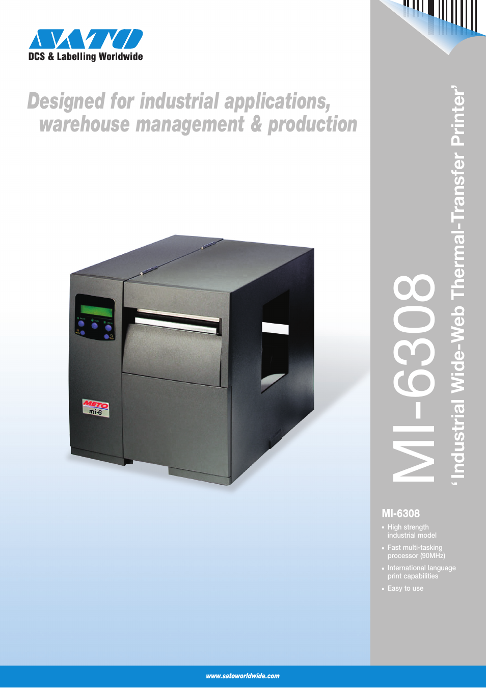 SATO MI-6308 User Manual | 2 pages