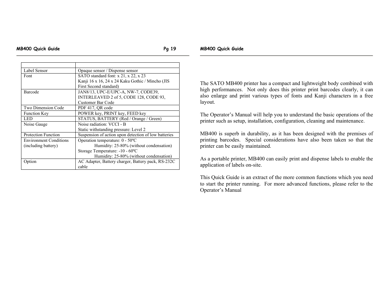 SATO MB400 User Manual | Page 3 / 12