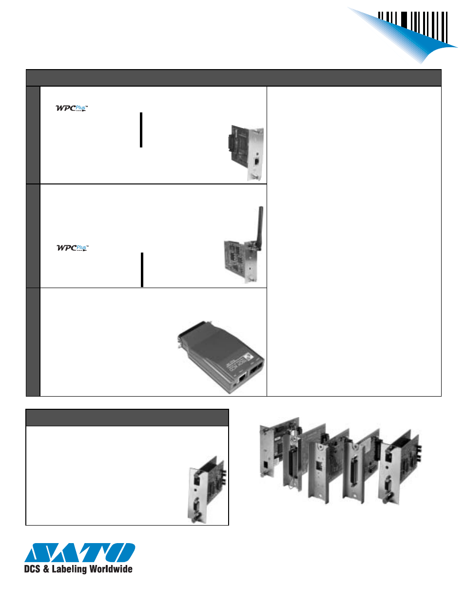 Sato plug-in interface cards, Ethernet connections, Twinax/coax | 11b wireless, External print server, General ethernet specifications, Sato america, inc | SATO RS485 User Manual | Page 2 / 2