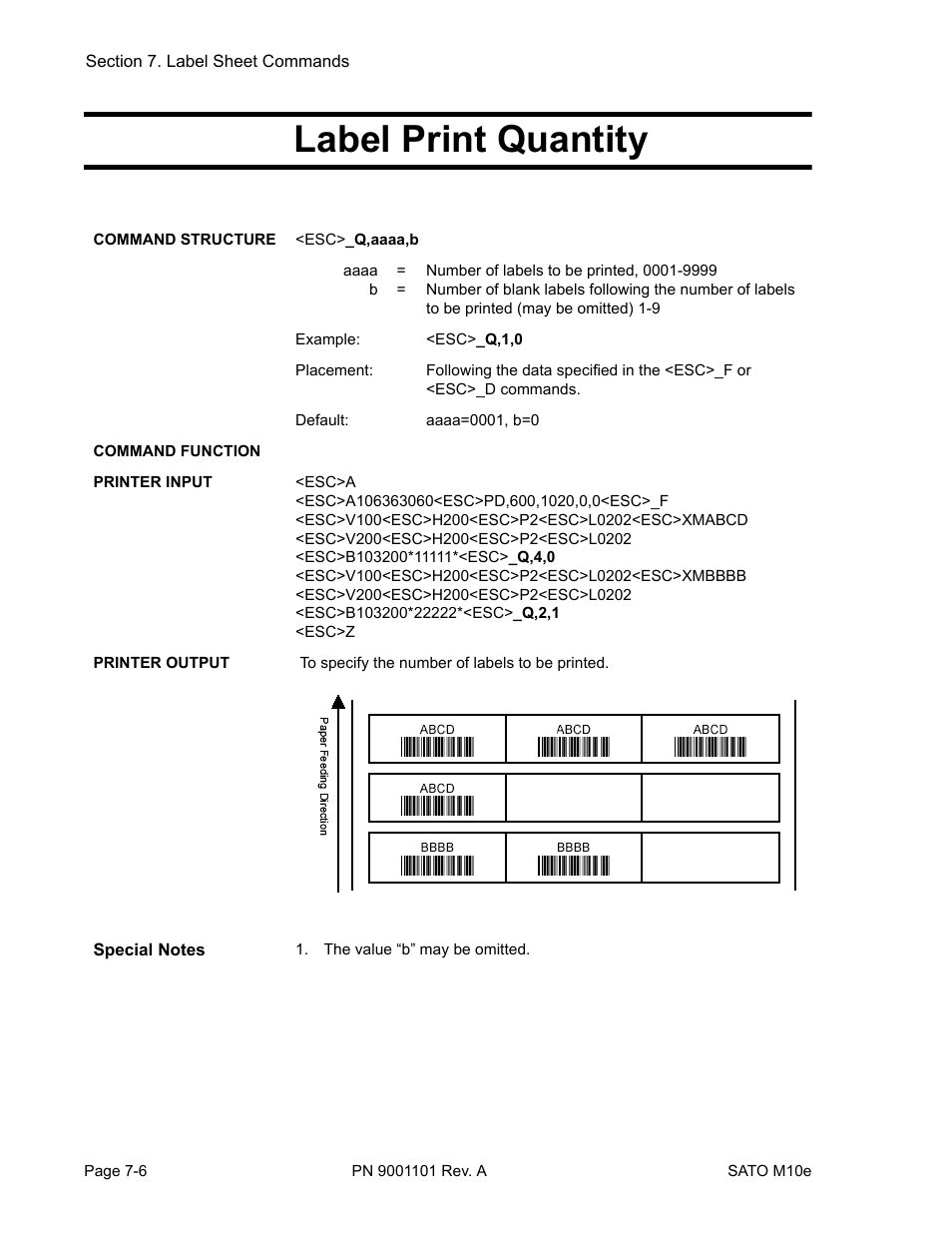 Label print quantity | SATO M10e User Manual | Page 78 / 82