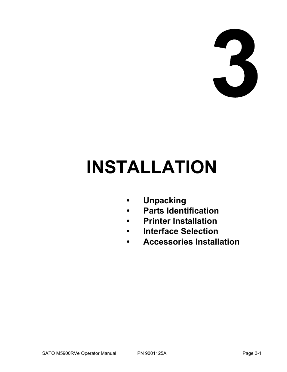 Installation | SATO M5900RVe User Manual | Page 15 / 66