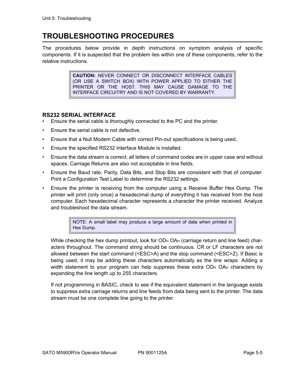 Troubleshooting procedures | SATO M5900RVe User Manual | Page 55 / 66