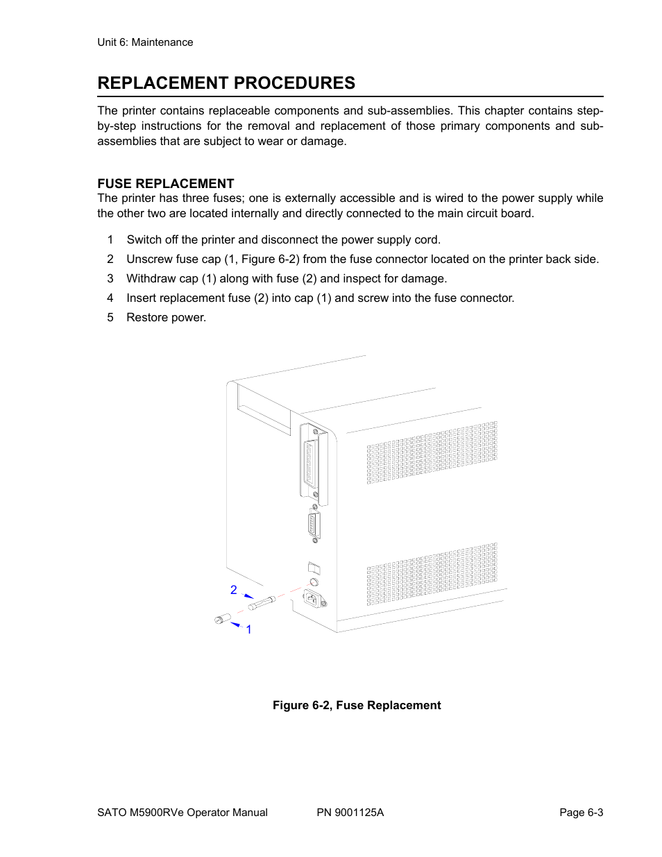 Replacement procedures | SATO M5900RVe User Manual | Page 61 / 66