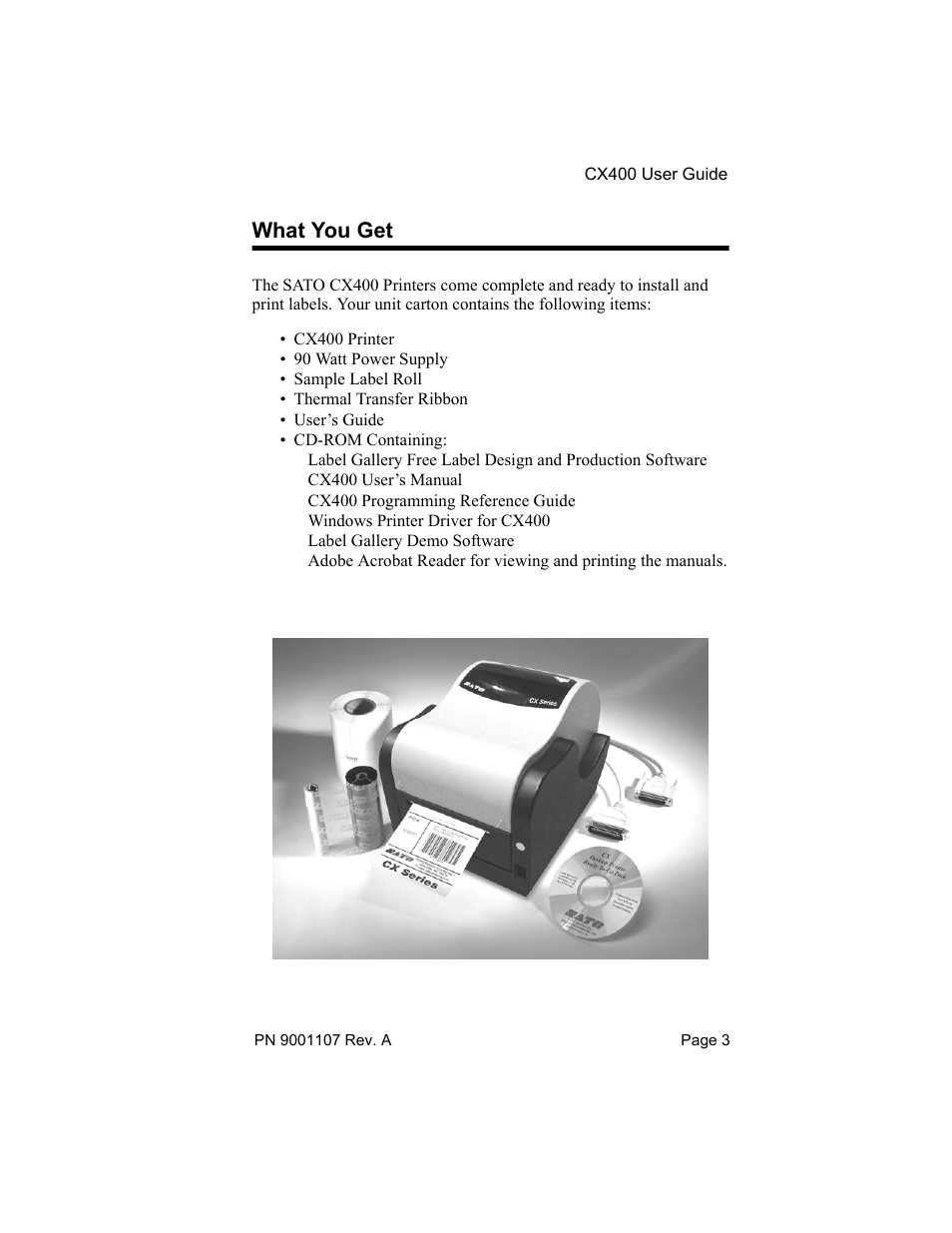 What you get | SATO CX400 User Manual | Page 5 / 26