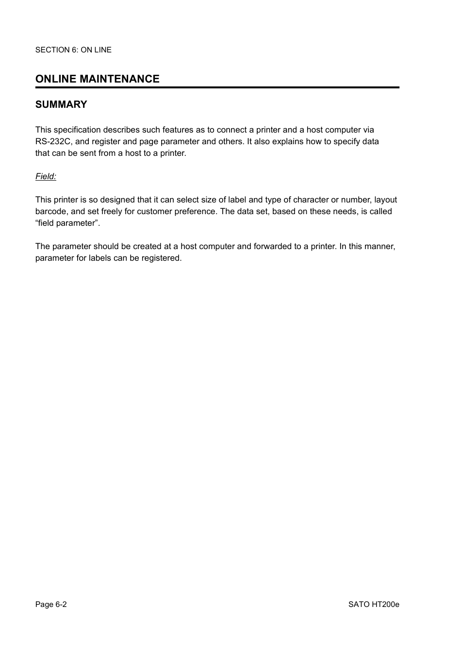Online maintenance | SATO HT200e User Manual | Page 107 / 152