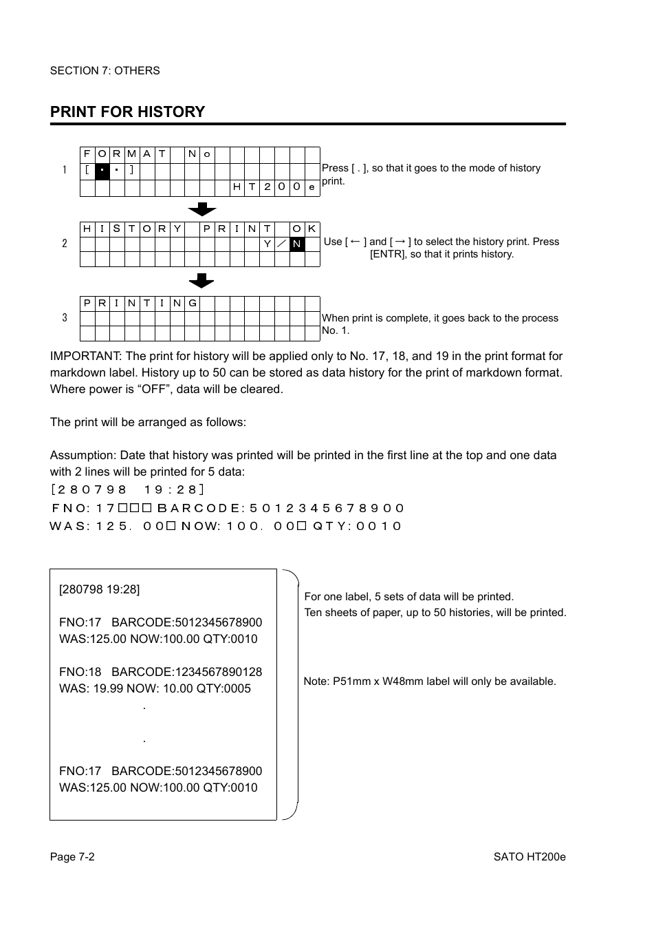 Print for history | SATO HT200e User Manual | Page 122 / 152