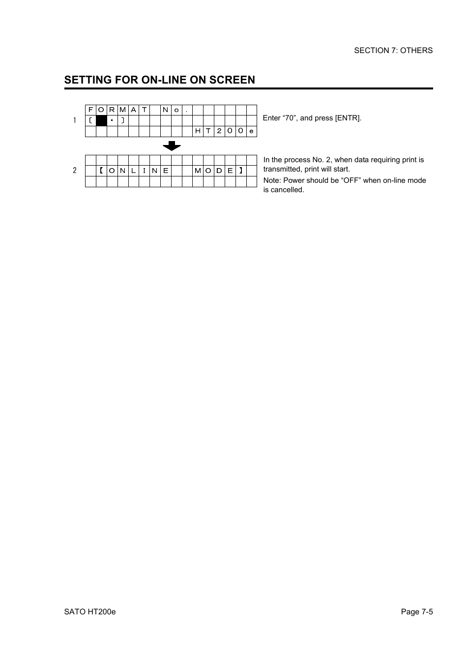 Setting for on-line on screen | SATO HT200e User Manual | Page 125 / 152