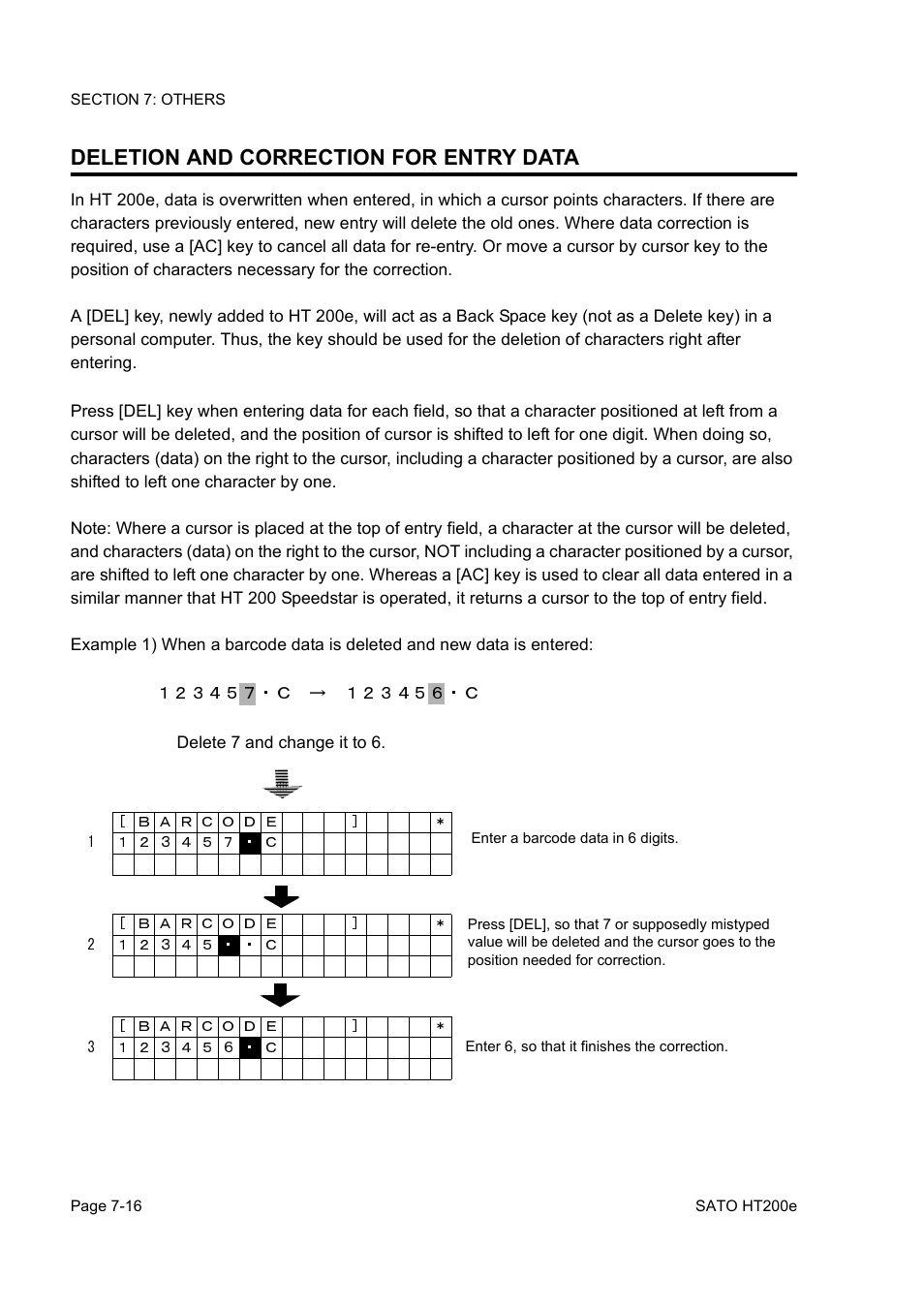 Deletion and correction for entry data | SATO HT200e User Manual | Page 136 / 152