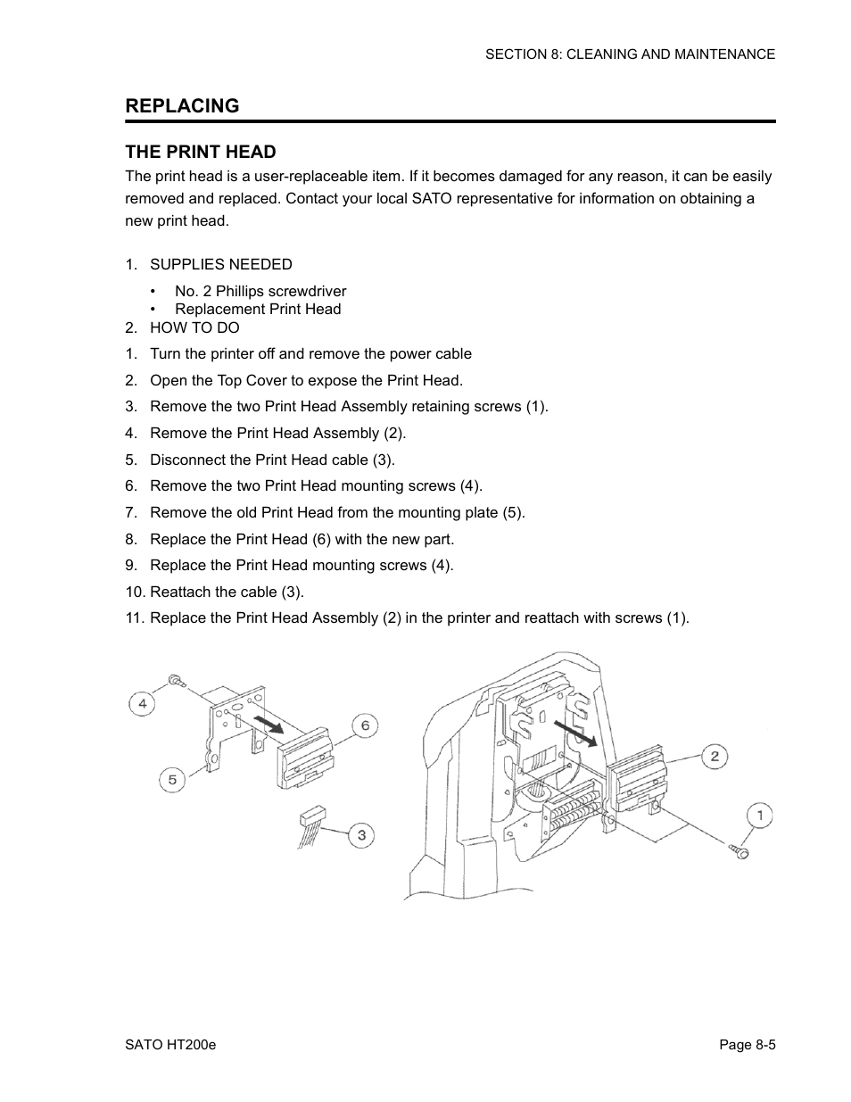 Replacing | SATO HT200e User Manual | Page 147 / 152
