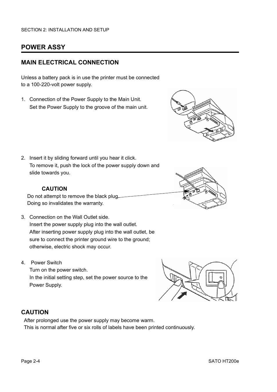 Power assy | SATO HT200e User Manual | Page 22 / 152