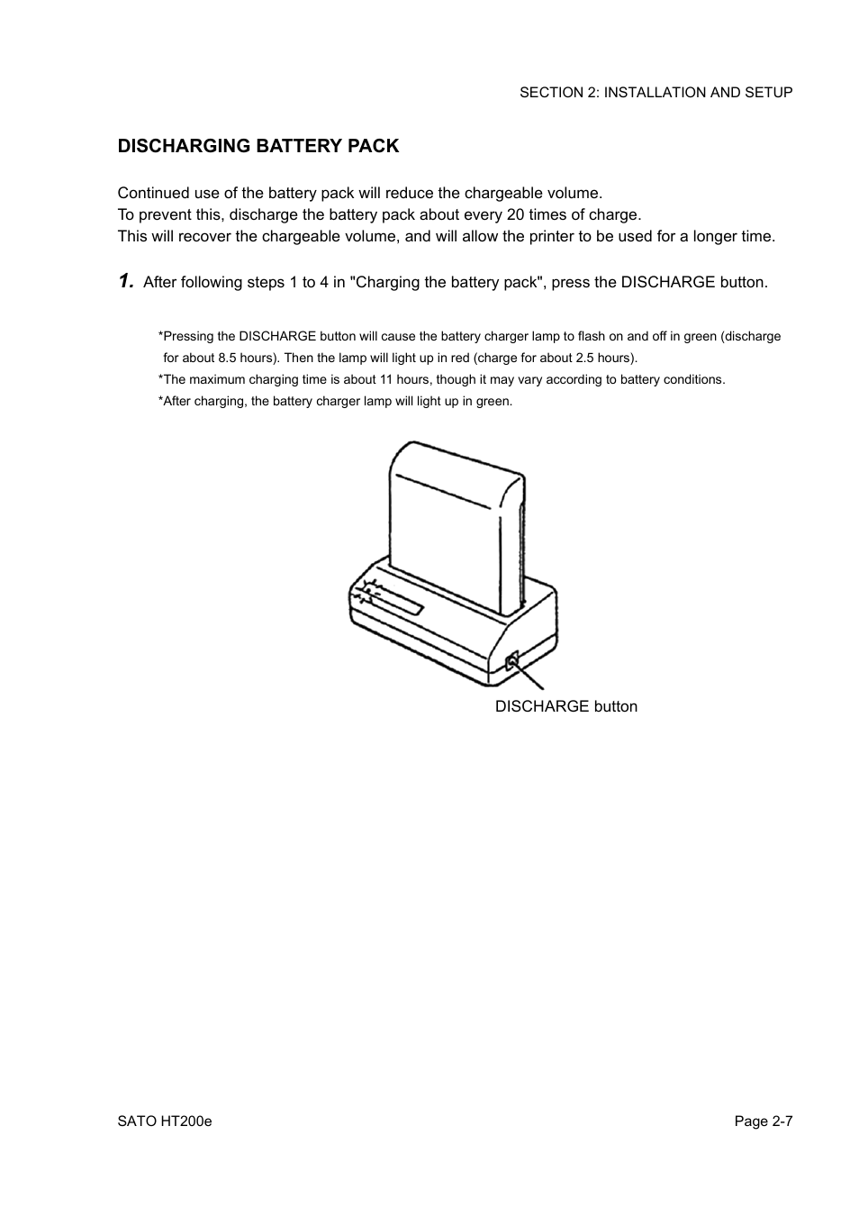 Discharging battery pack | SATO HT200e User Manual | Page 25 / 152