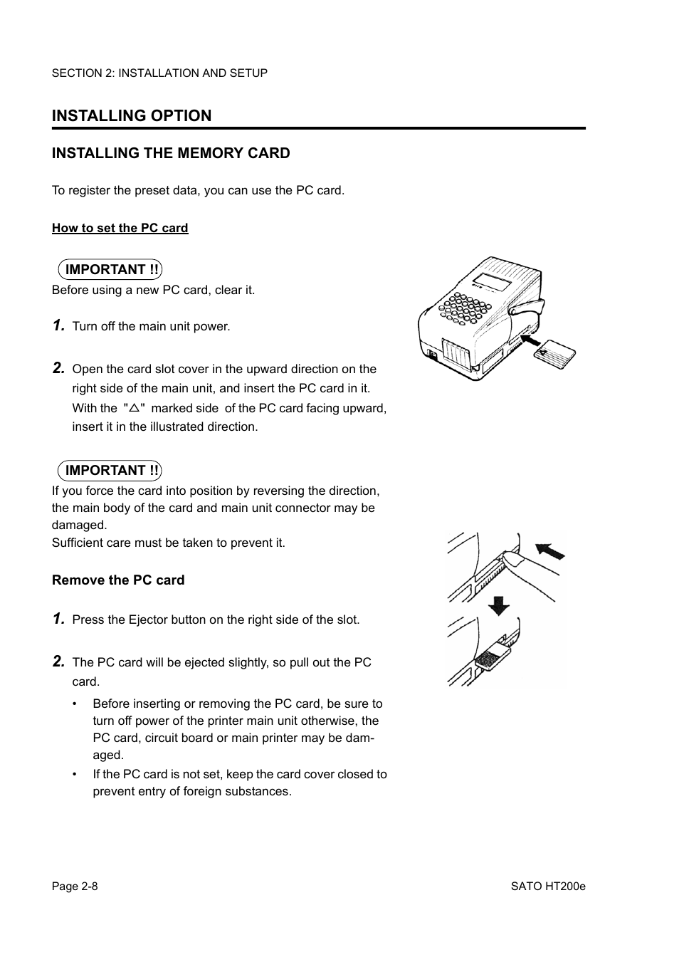 Installing option | SATO HT200e User Manual | Page 26 / 152