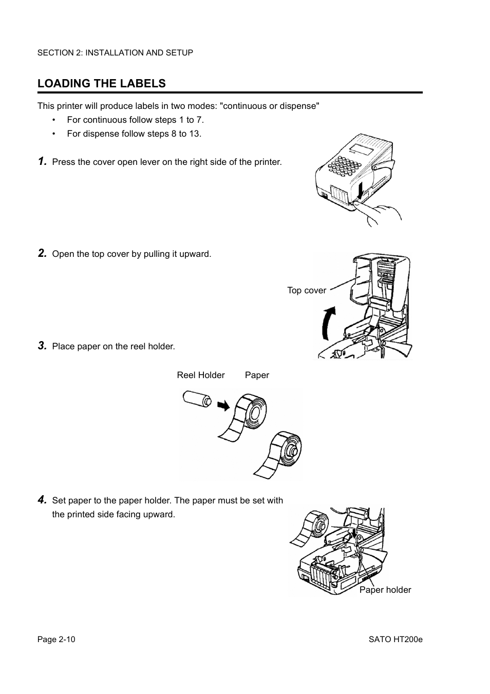 Loading the labels | SATO HT200e User Manual | Page 28 / 152