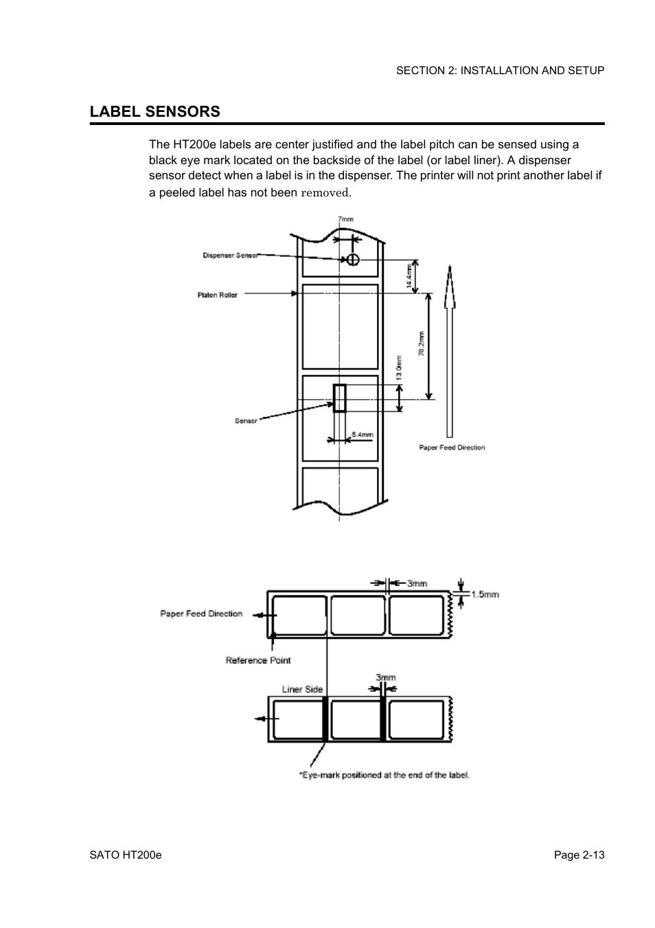 Label sensors | SATO HT200e User Manual | Page 31 / 152
