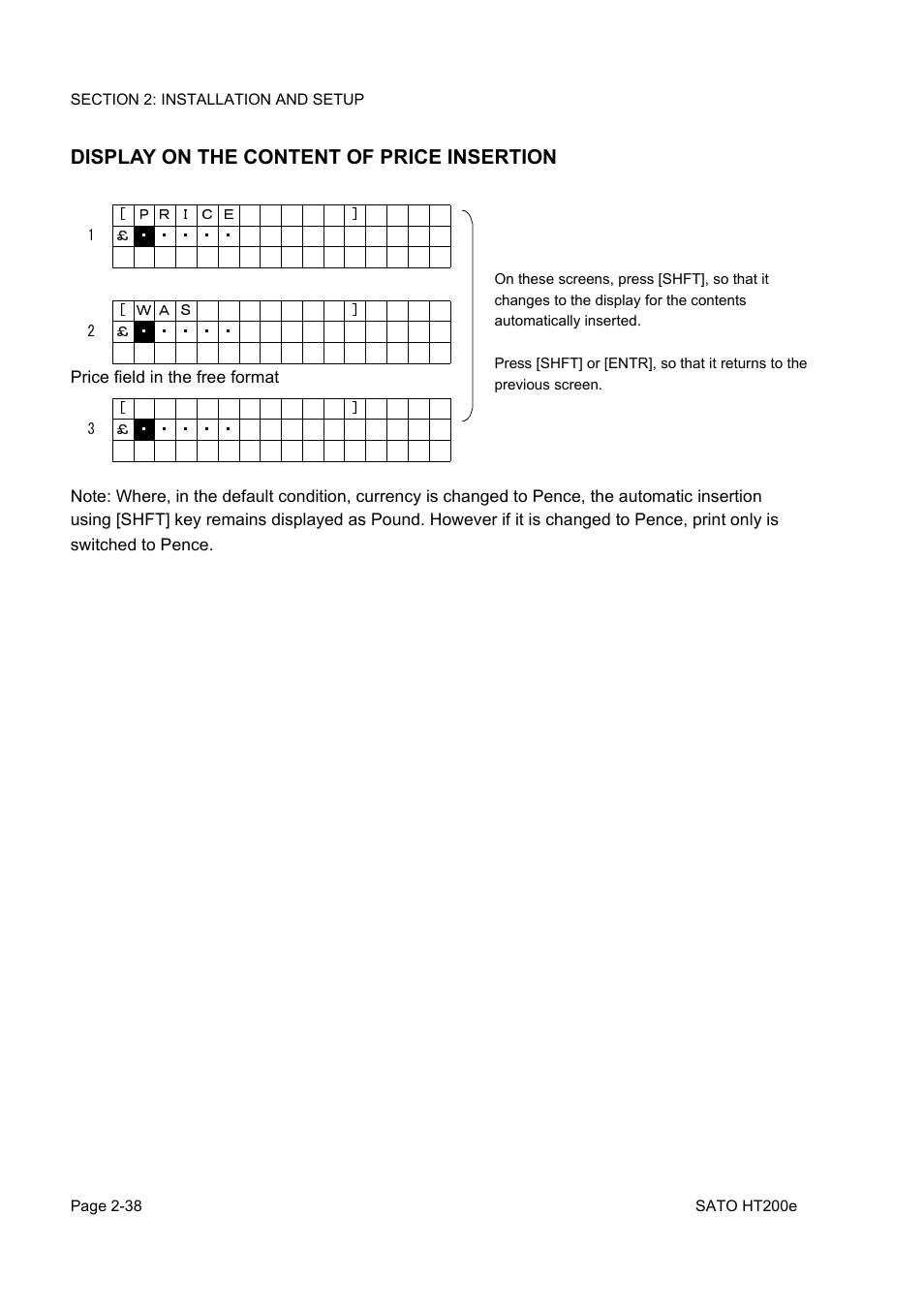 Display on the content of price insertion | SATO HT200e User Manual | Page 56 / 152